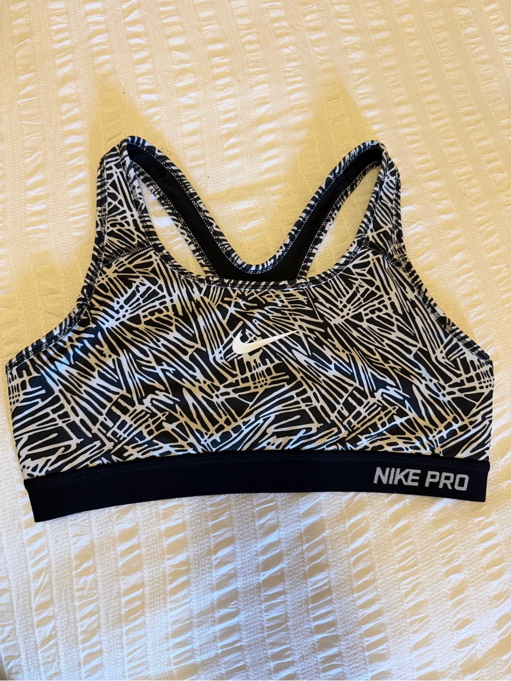 Nike Pro Black & White Abstract Racerback Sports Bra